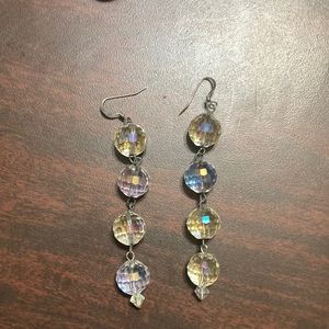Iridescent globe dangling earrings